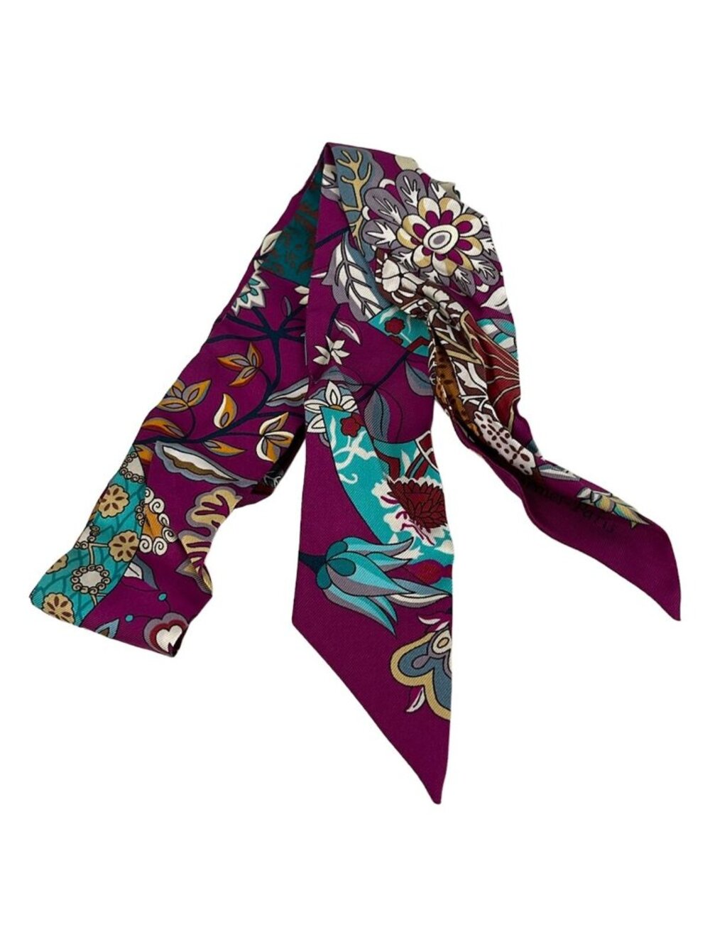 Hermes Scarf Twilly Purple Light Blue Orange Ribbon
